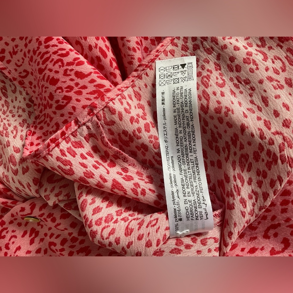 Zara Pink and Red Blouse with Relaxed Fit - Picture 3 of 6